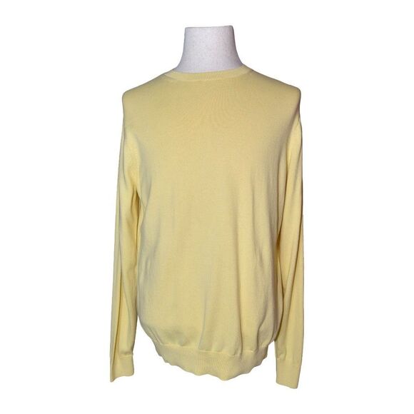 Uniqlo Men’s Yellow Cotton Crewneck Sweater Size M Minimalist Casual Pullover - Picture 1 of 7